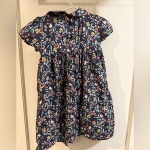 John Lewis Navy Floral Puff-Sleeve Dress